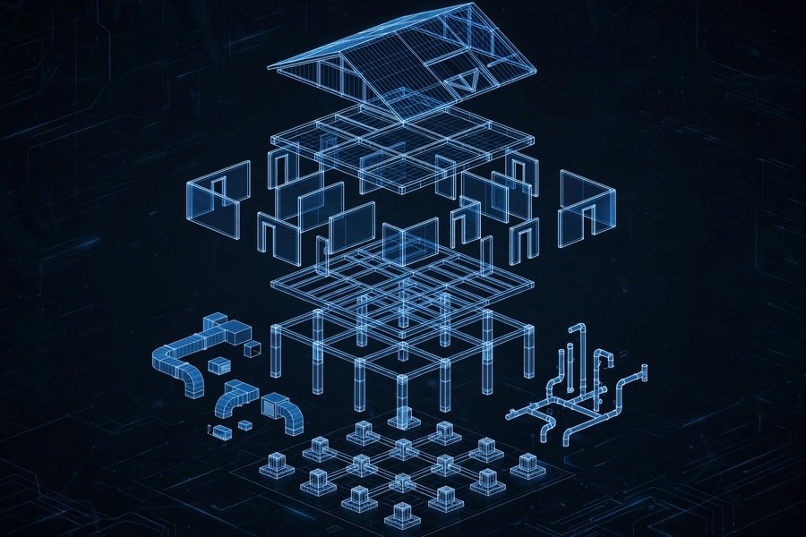 国产BIM软件三维建筑信息模型概念图