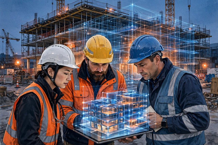 施工管理人员用BIM模型核对户型装修选项
