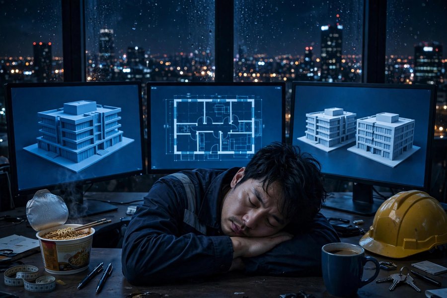 多版本BIM模型叠加的概念图