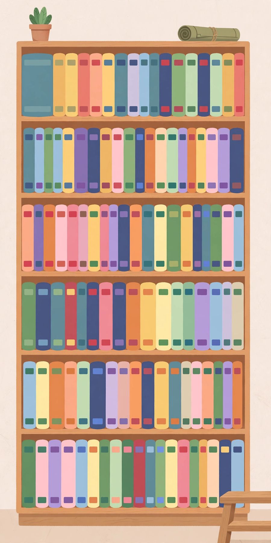 整齐归档的建筑图集书架插画