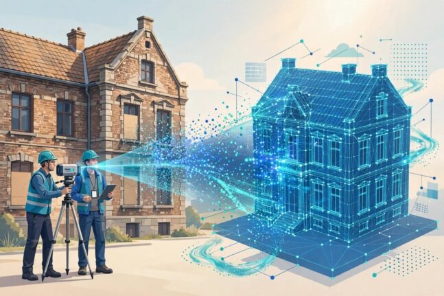 深圳旧楼改造与既有建筑BIM三维数字模型插画