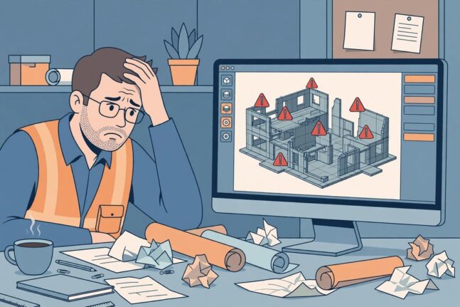 低价劣质BIM模型返工场景插画